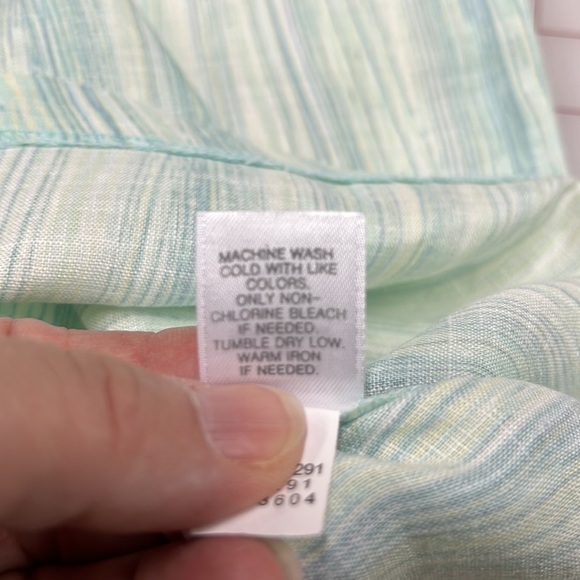 J. JILL Linen Pop Over Boatneck Sleeveless Shark Bite Overlay Mint/Blue Dress  S - Picture 8 of 11